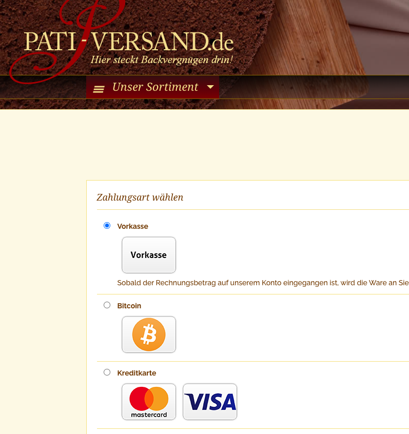 Pati Versand akzeptiert Bitcoin