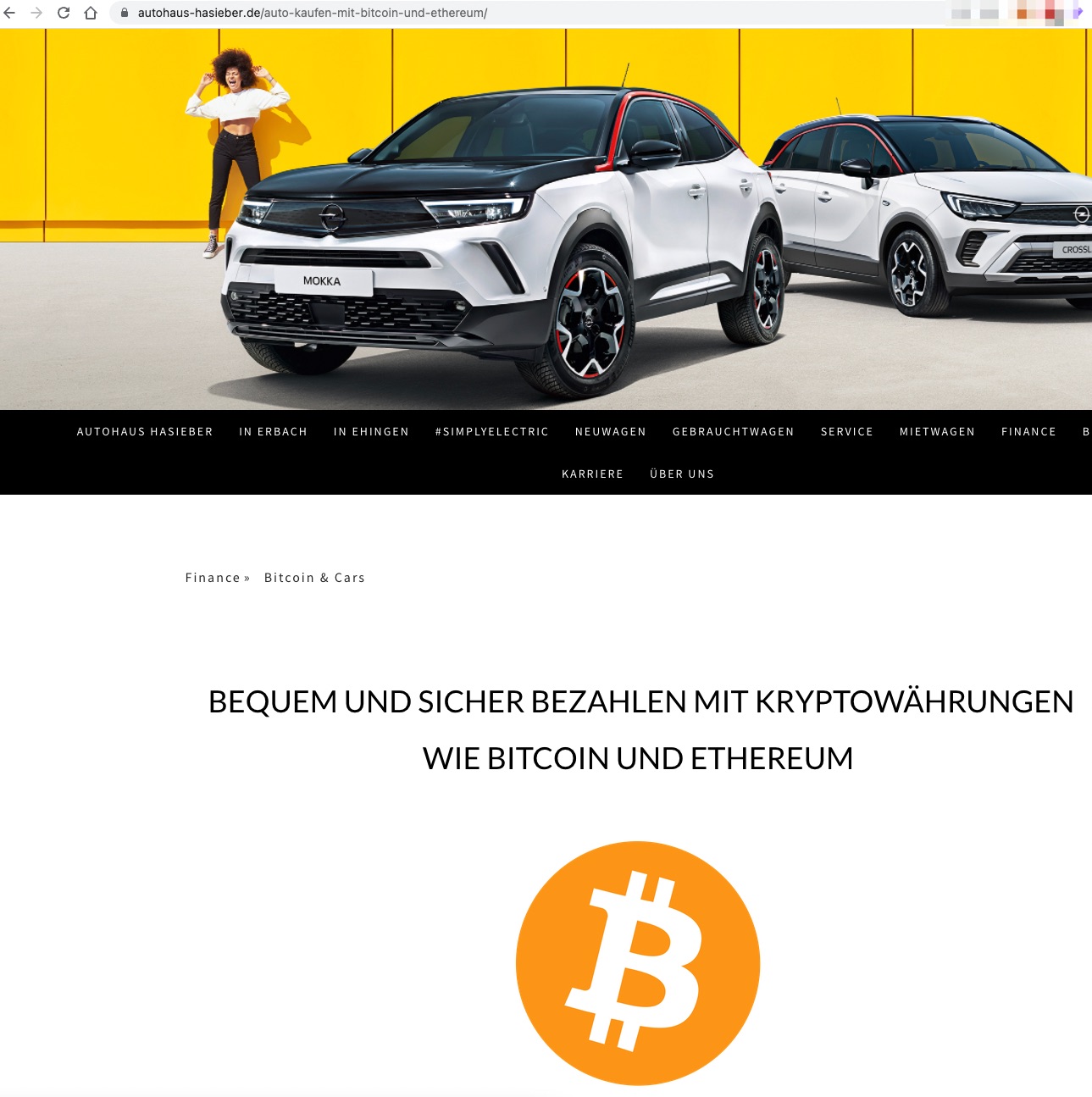 Autohaus Hasieber akzeptiert Bitcoin