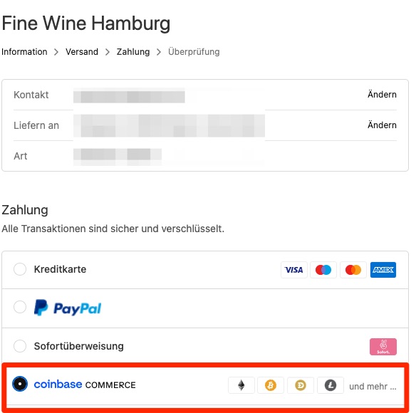 fine wine hamburg akzeptiert Bitcoin