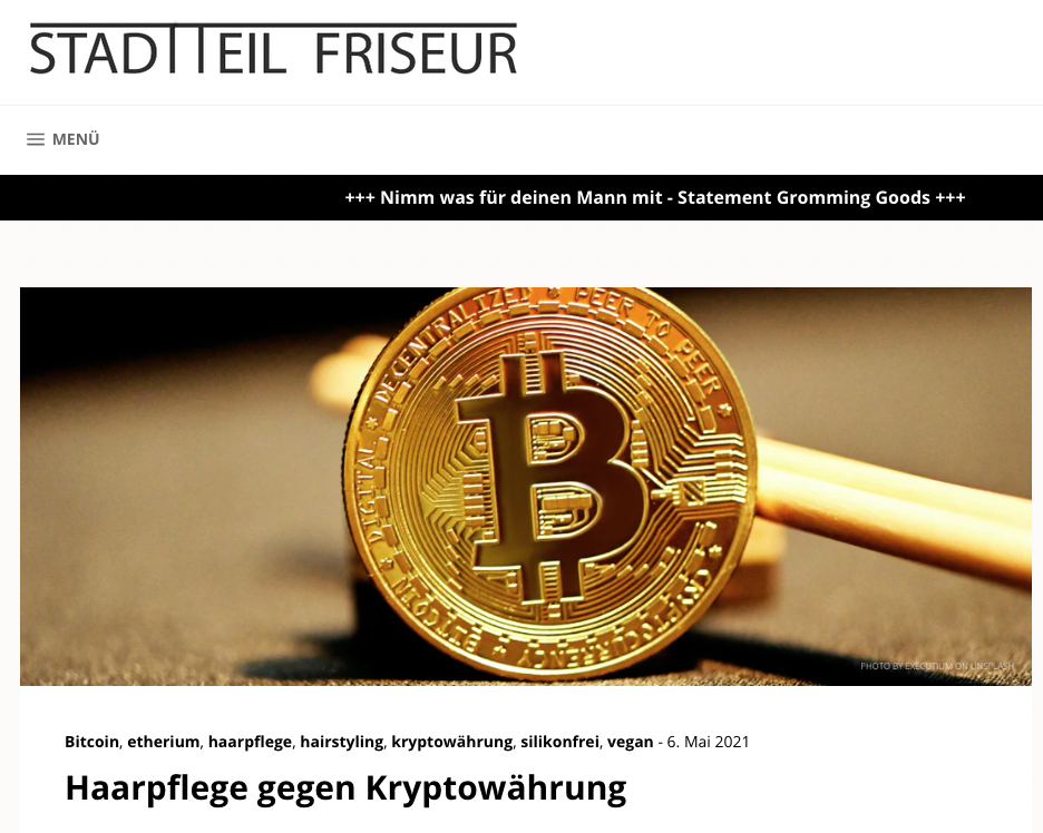 Stadtteil Friseur Hamburg akzeptiert Bitcoin
