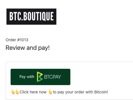 BTC Boutique akzeptiert Bitcoin per BTCpay Server und Shopify