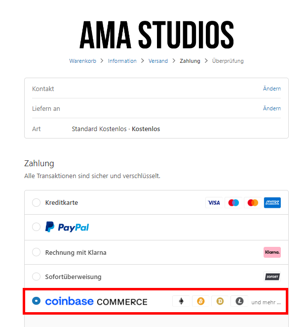 AMA STUDIOS akzeptiert Bitcoin