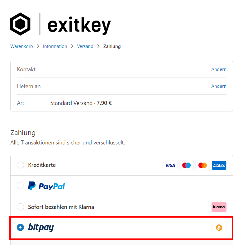 Exitkey akzeptiert Bitcoin
