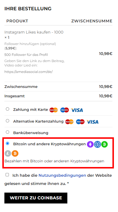 Amedia Social akzeptiert Bitcoin