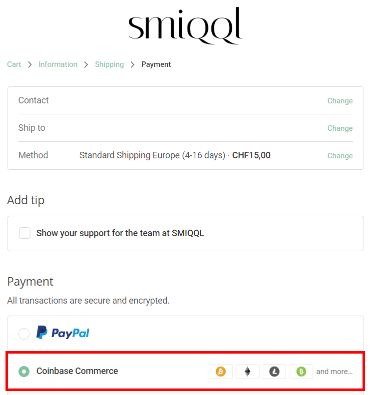 SMIQQL akzeptiert Bitcoin