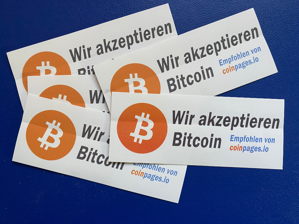 Aufkleber - Wir akzeptieren Bitcoin empfohlen von Coinpages