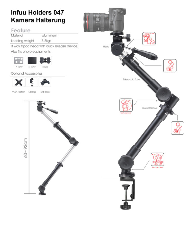 Infuu Holders - Professionelle Halterungen für Notebook, Kamera, Monitor, Tablet-PC für Auto, Flugzeug, Boot und Büro 7 047infuu holder 768x965